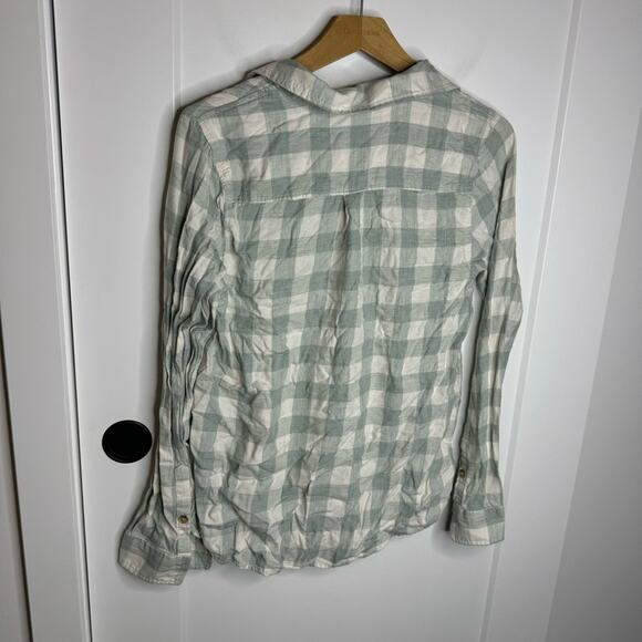 Marine Layer Buffalo Check Light Blue Button Down Blouse Shirt Size Medium - Picture 5 of 5